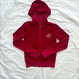 SOLD Red velour hoodie size small